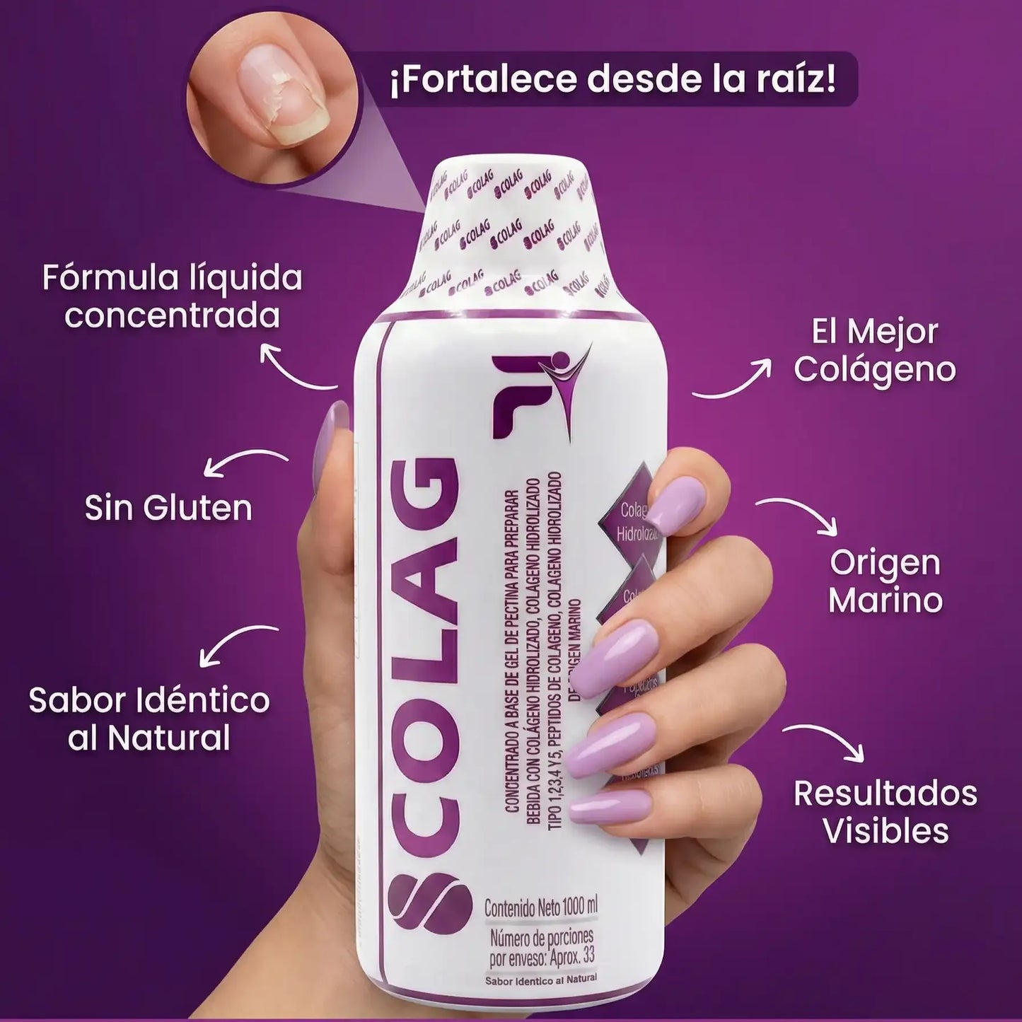 🔥COLAG 8 Colágenos Líquidos | Piel, Cabello, Uñas y Articulaciones