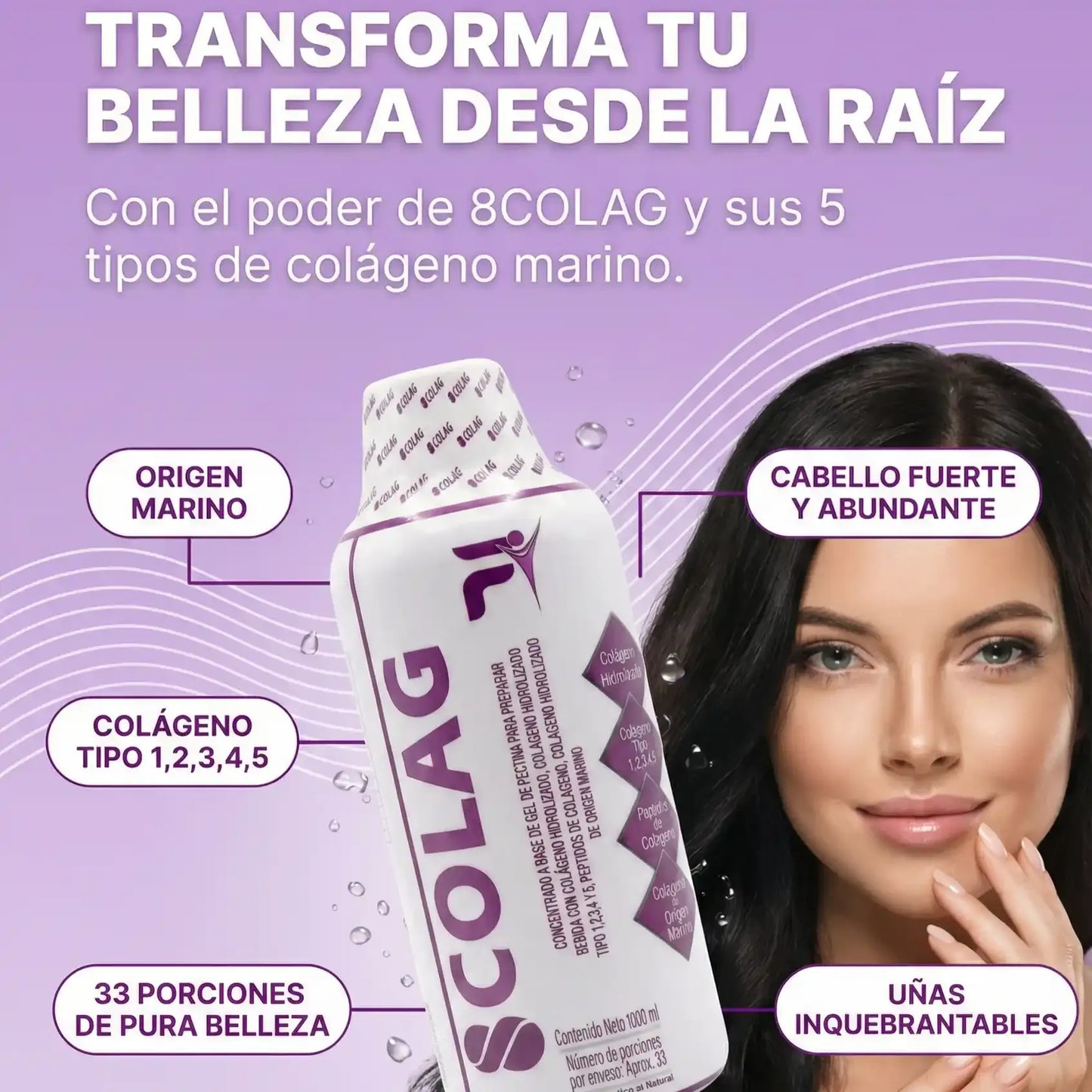🔥COLAG 8 Colágenos Líquidos | Piel, Cabello, Uñas y Articulaciones